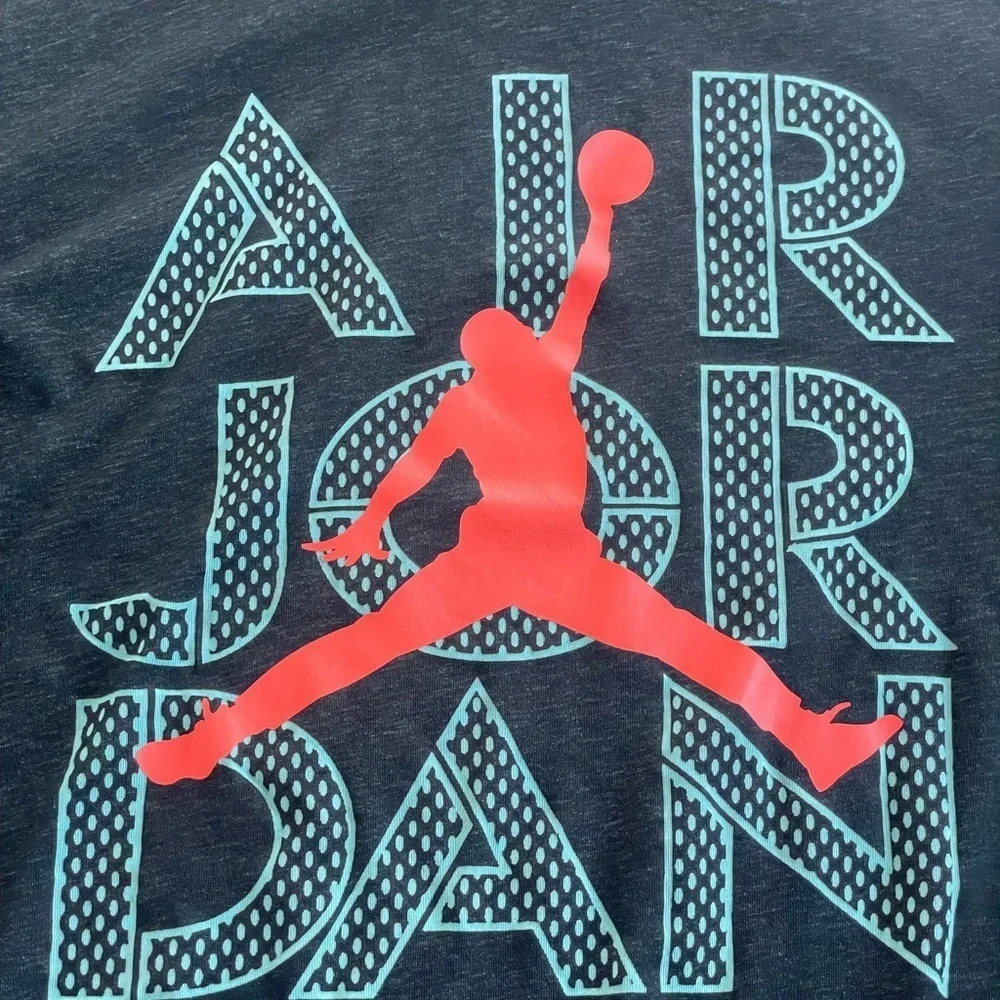 Nike mens AIR JORDAN DRI-FIT TEE (Black/Hyper Turquoise/Infrared 23, Medium)
